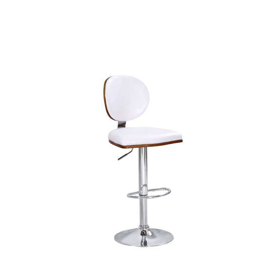 HomeRoots White Pu & Chrome Adjustable Stool With Swivel In Set Of Two
