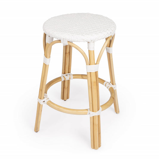 HomeRoots White Rattan Counter Stool