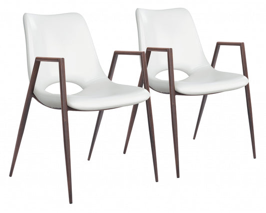 HomeRoots White Retro Modern Funk Dining Chairs in Set of 2
