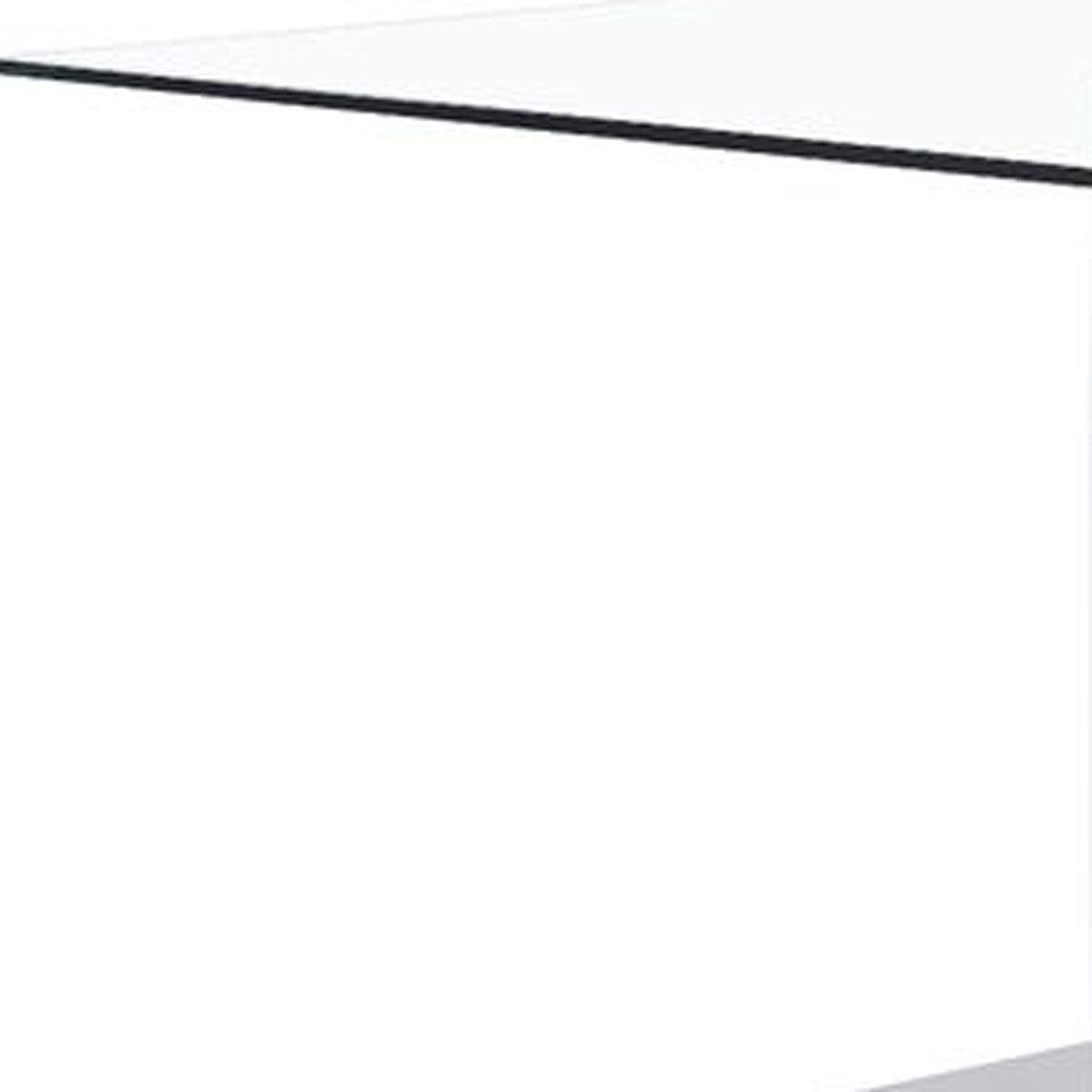 HomeRoots White Tone Geometrical Style Base With Rectangular Glass Top Dining Table