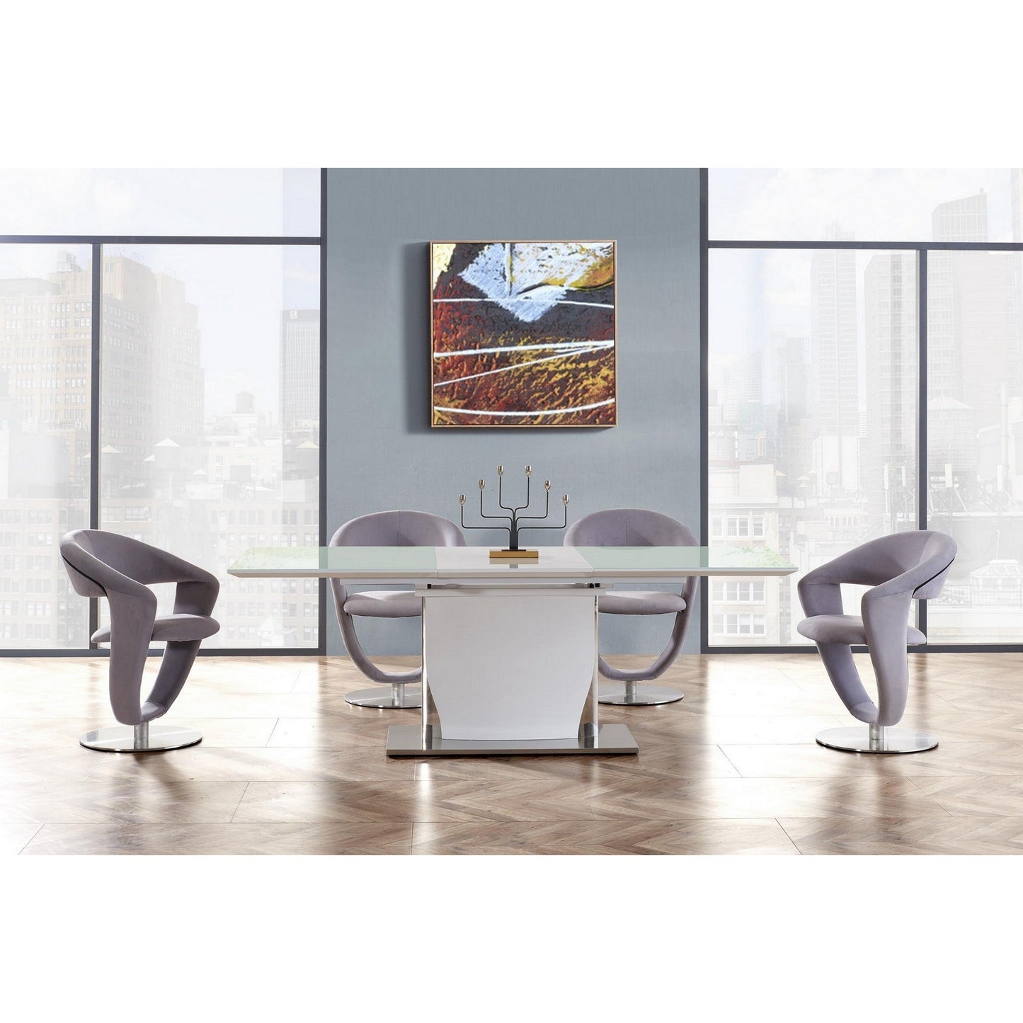 HomeRoots White Tone With Pedestal Style Base Dining Table