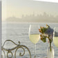 HomeRoots White Wine with Sailboat For Two City 3 Giclee Wrap Canvas Wall Art