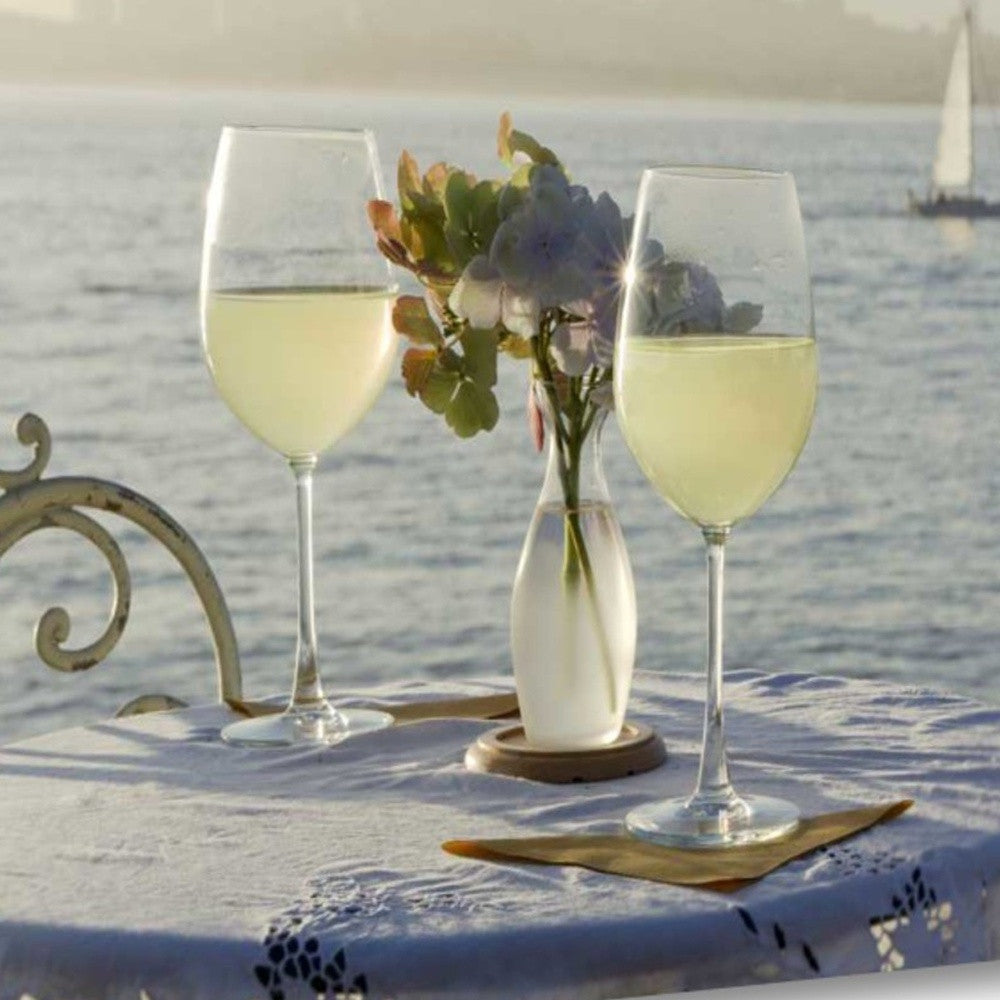 HomeRoots White Wine with Sailboat For Two City 4 Giclee Wrap Canvas Wall Art