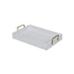 HomeRoots White Wooden Tray With Gold Handles
