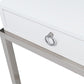 HomeRoots White and Chrome End Table with Ring Pull Drawer