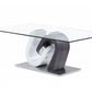 HomeRoots White and Dark Grey Two Tone Ultra modern Coffee Table with Glass Top