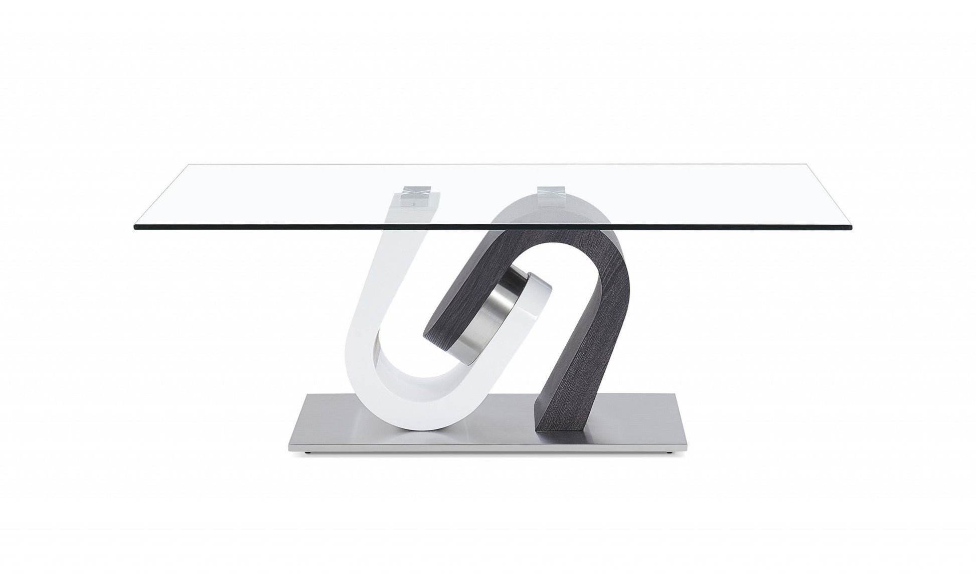 HomeRoots White and Dark Grey Two Tone Ultra modern Coffee Table with Glass Top