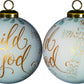 HomeRoots White and Gold Child of God Hand Painted Mouth Blown Glass Ornament