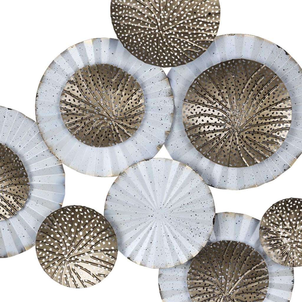 HomeRoots White and Gold Metal Plate Wall Decor