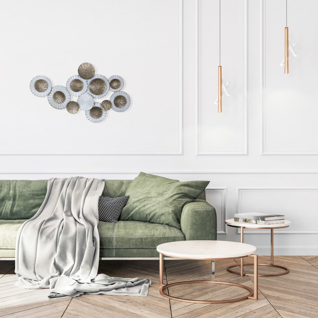 HomeRoots White and Gold Metal Plate Wall Decor