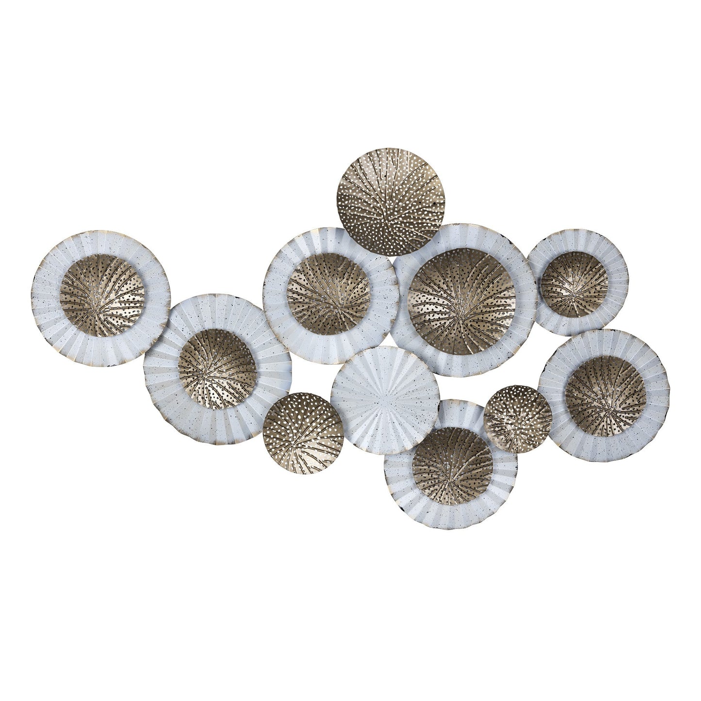 HomeRoots White and Gold Metal Plate Wall Decor