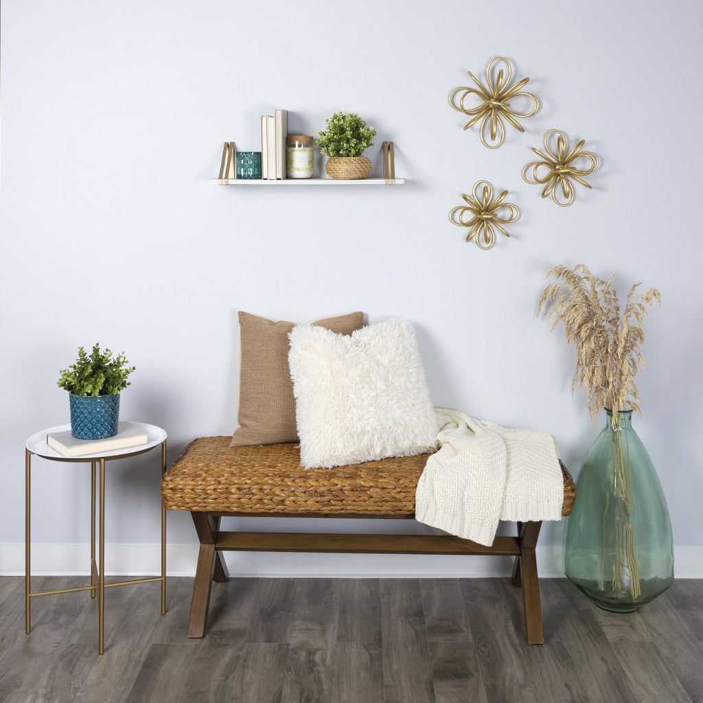 HomeRoots White and Gold Metal Wall Shelf