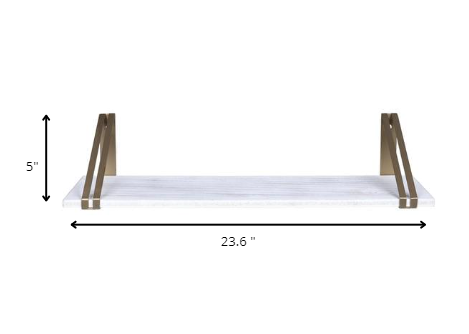 HomeRoots White and Gold Metal Wall Shelf