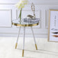 HomeRoots White and Gold Mirror Top Side Table