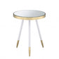 HomeRoots White and Gold Mirror Top Side Table