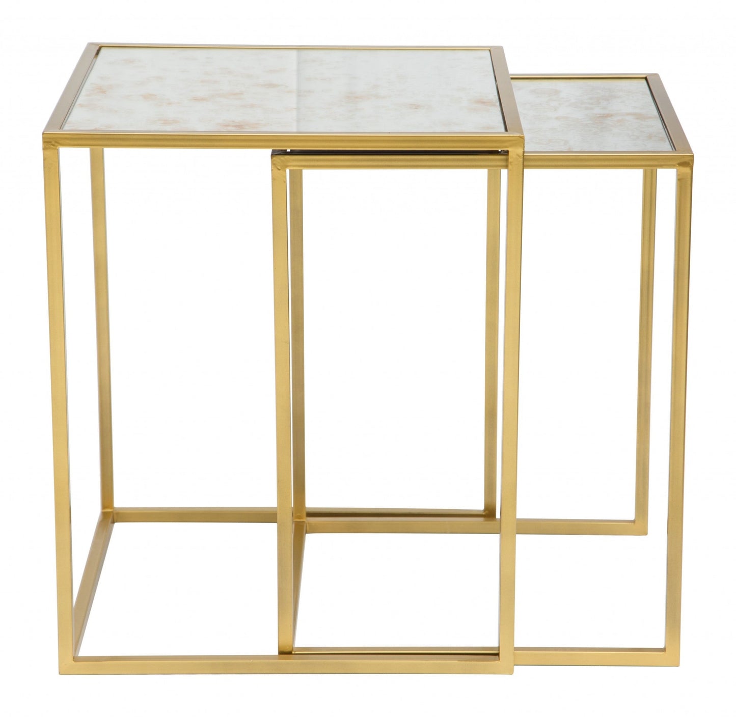 HomeRoots White and Gold Nesting Tables in Set of 2