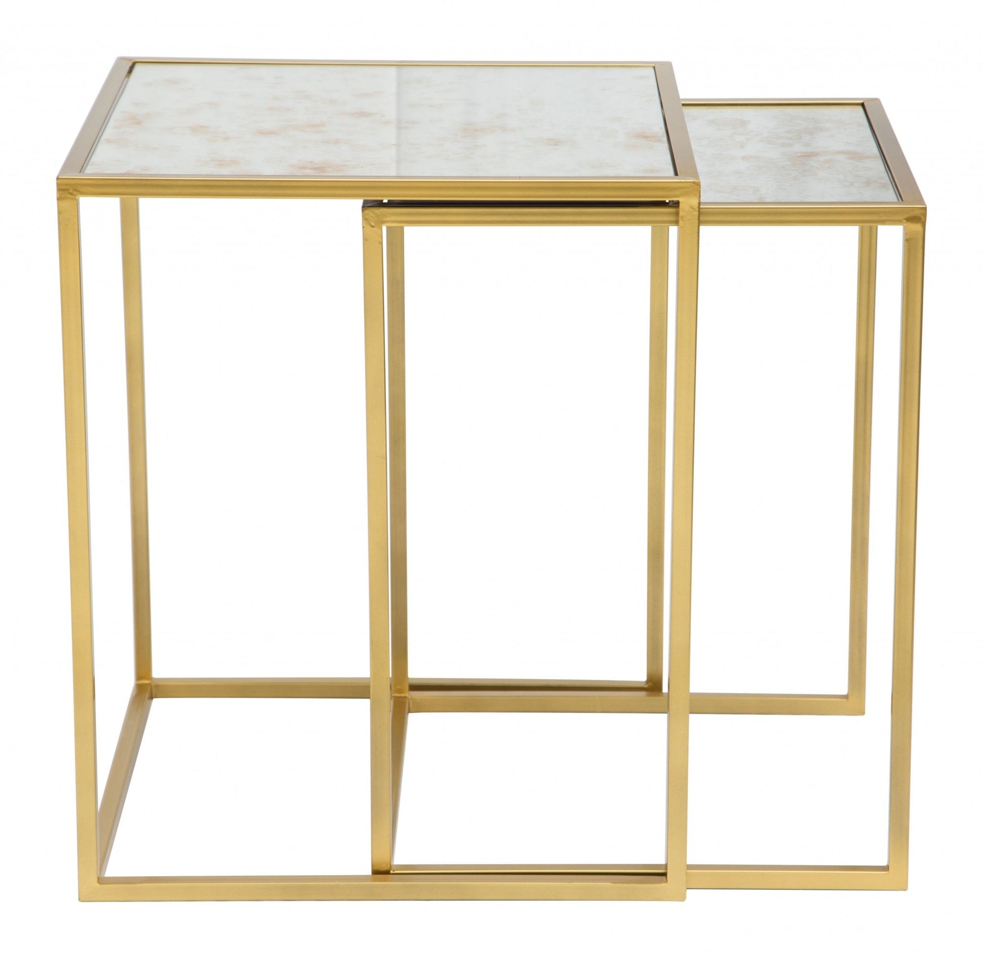 HomeRoots White and Gold Nesting Tables in Set of 2