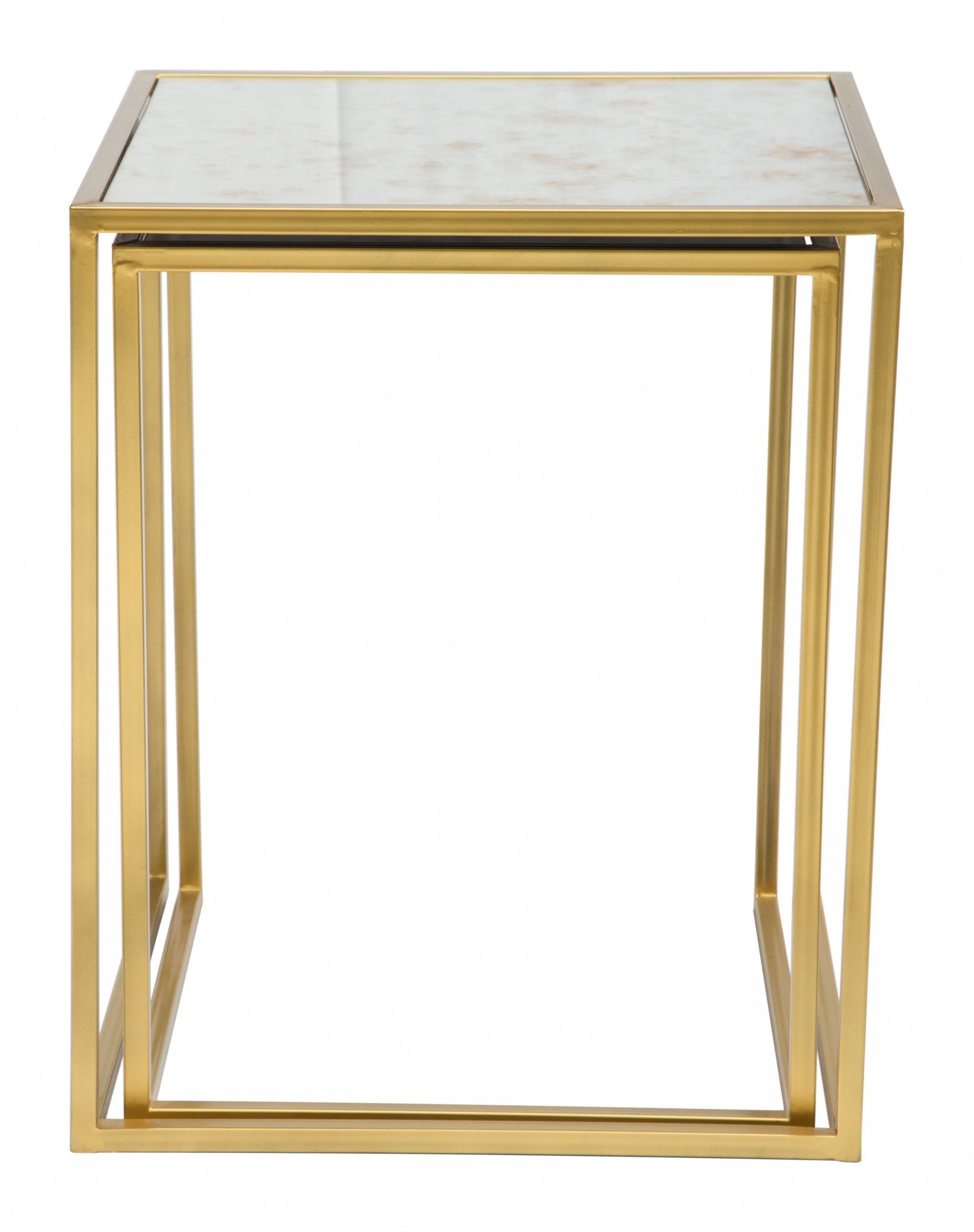 HomeRoots White and Gold Nesting Tables in Set of 2