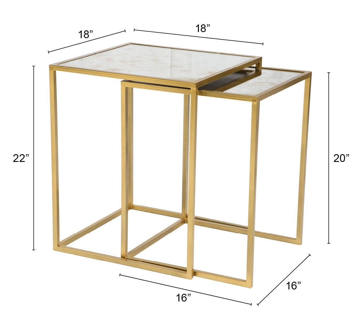 HomeRoots White and Gold Nesting Tables in Set of 2