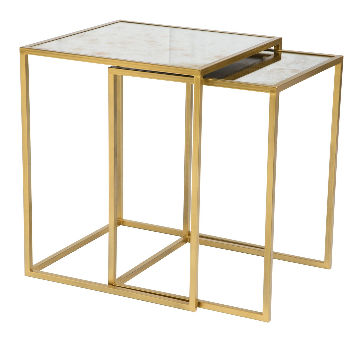 HomeRoots White and Gold Nesting Tables in Set of 2