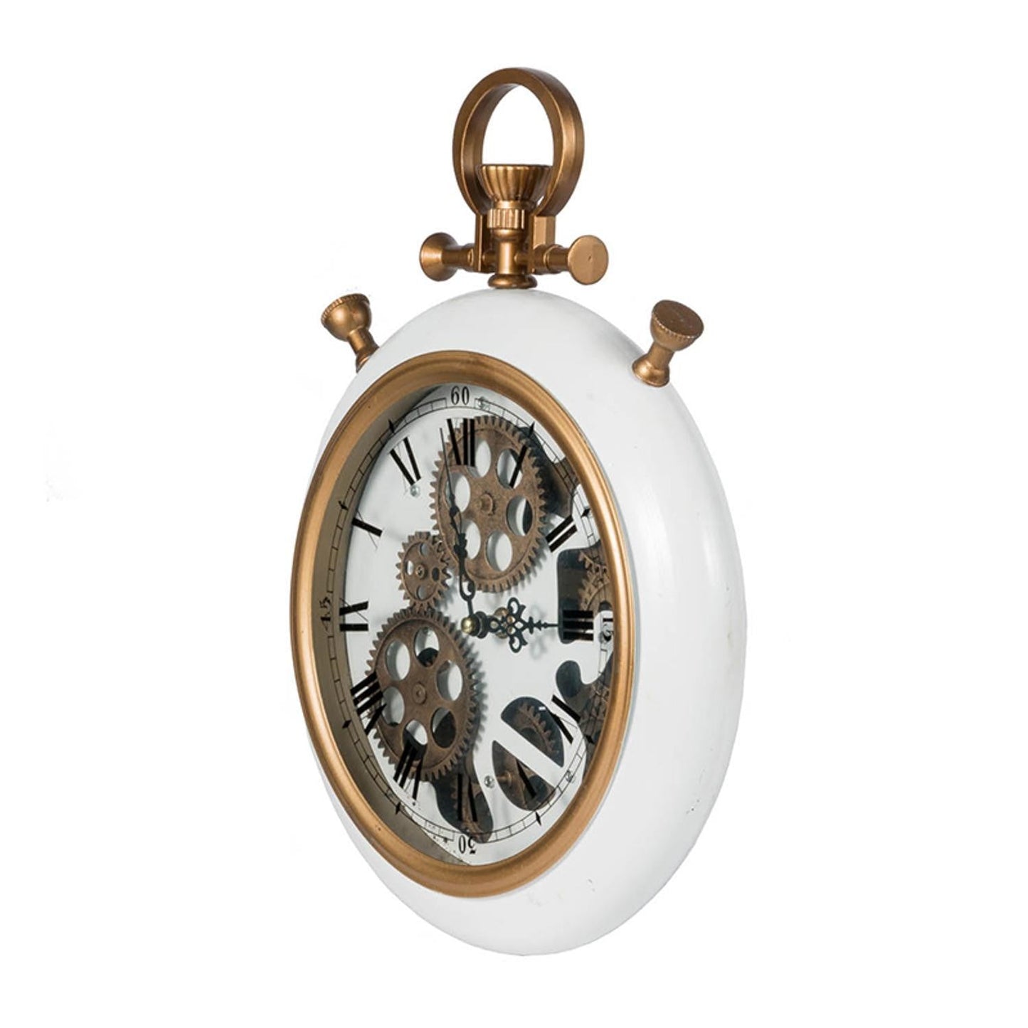HomeRoots White and Gold Pocket Styled Vintage Wall Clock