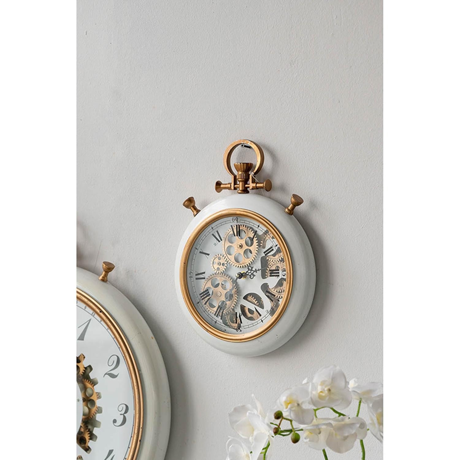 HomeRoots White and Gold Pocket Styled Vintage Wall Clock