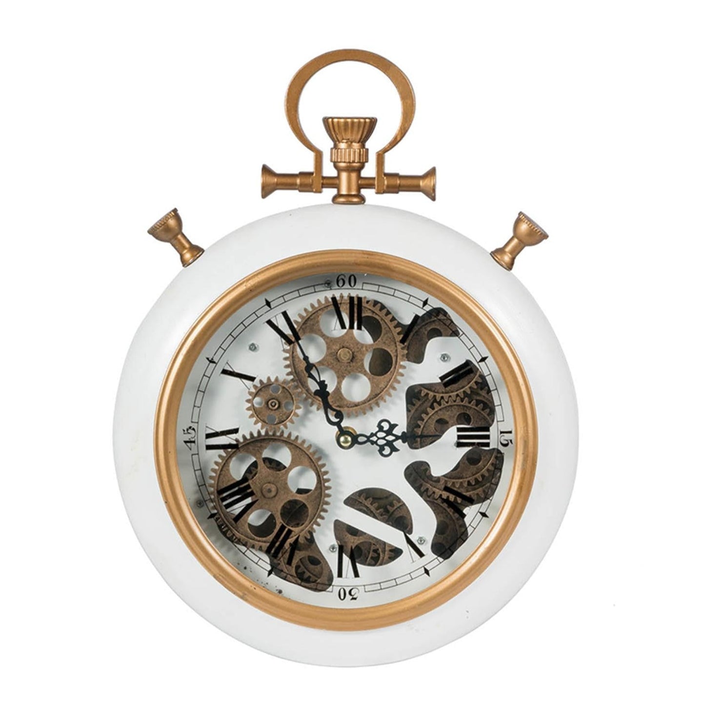 HomeRoots White and Gold Pocket Styled Vintage Wall Clock