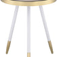 HomeRoots White and Gold Smoky Mirror Top Side Table