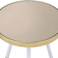 HomeRoots White and Gold Smoky Mirror Top Side Table