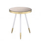 HomeRoots White and Gold Smoky Mirror Top Side Table