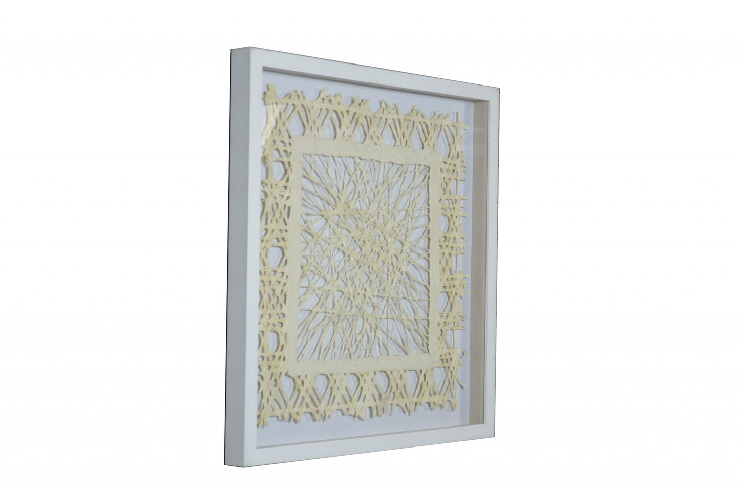 HomeRoots White and Natural Cut Paper Shadow Box Wall Art