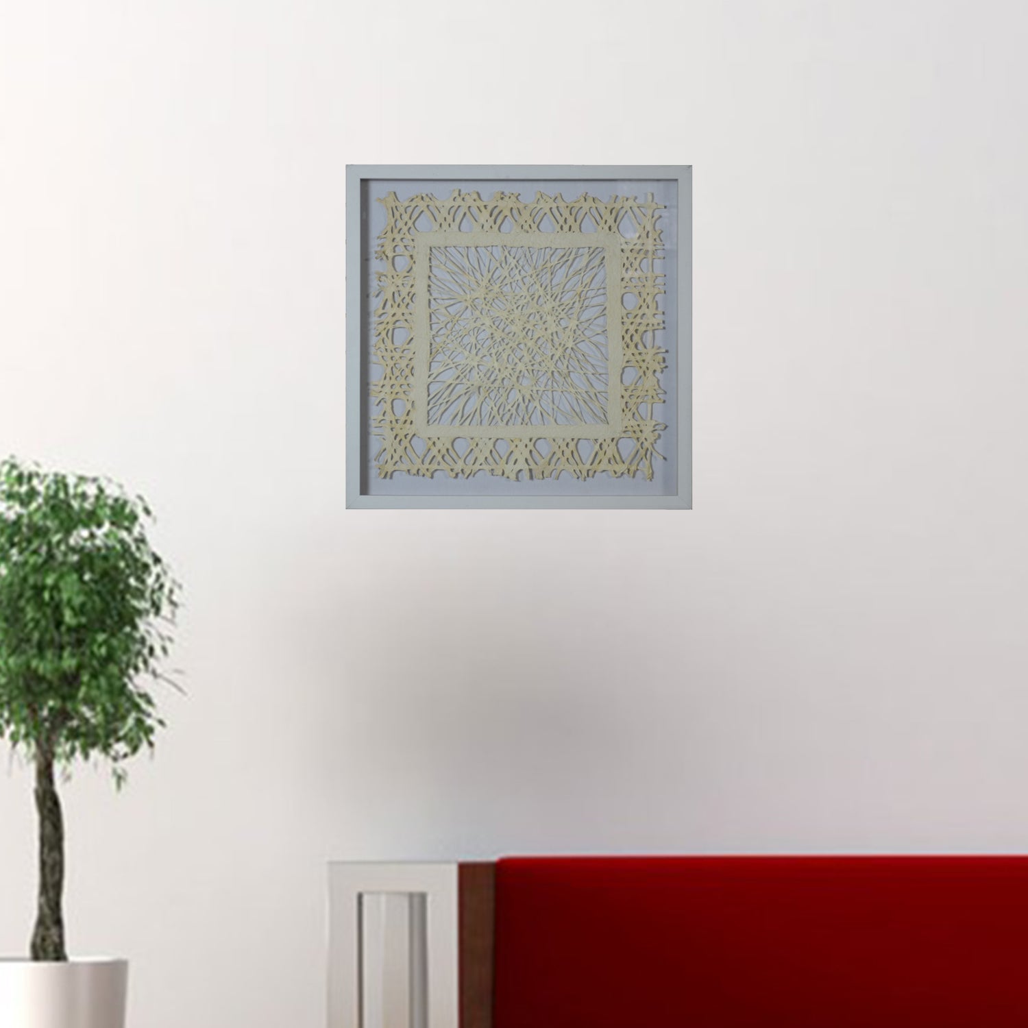 HomeRoots White and Natural Cut Paper Shadow Box Wall Art