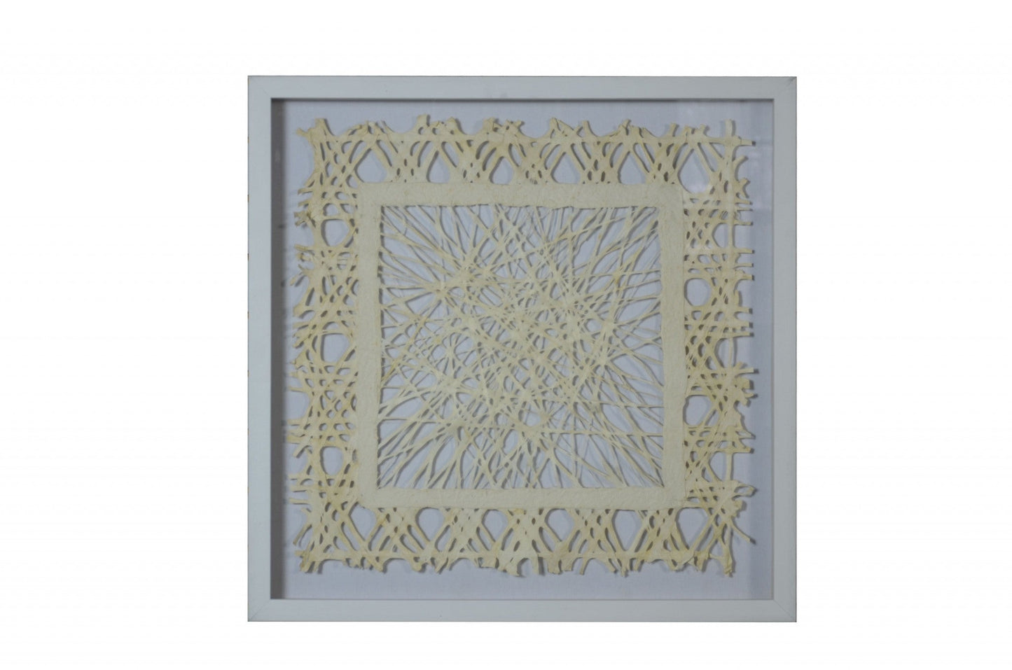 HomeRoots White and Natural Cut Paper Shadow Box Wall Art