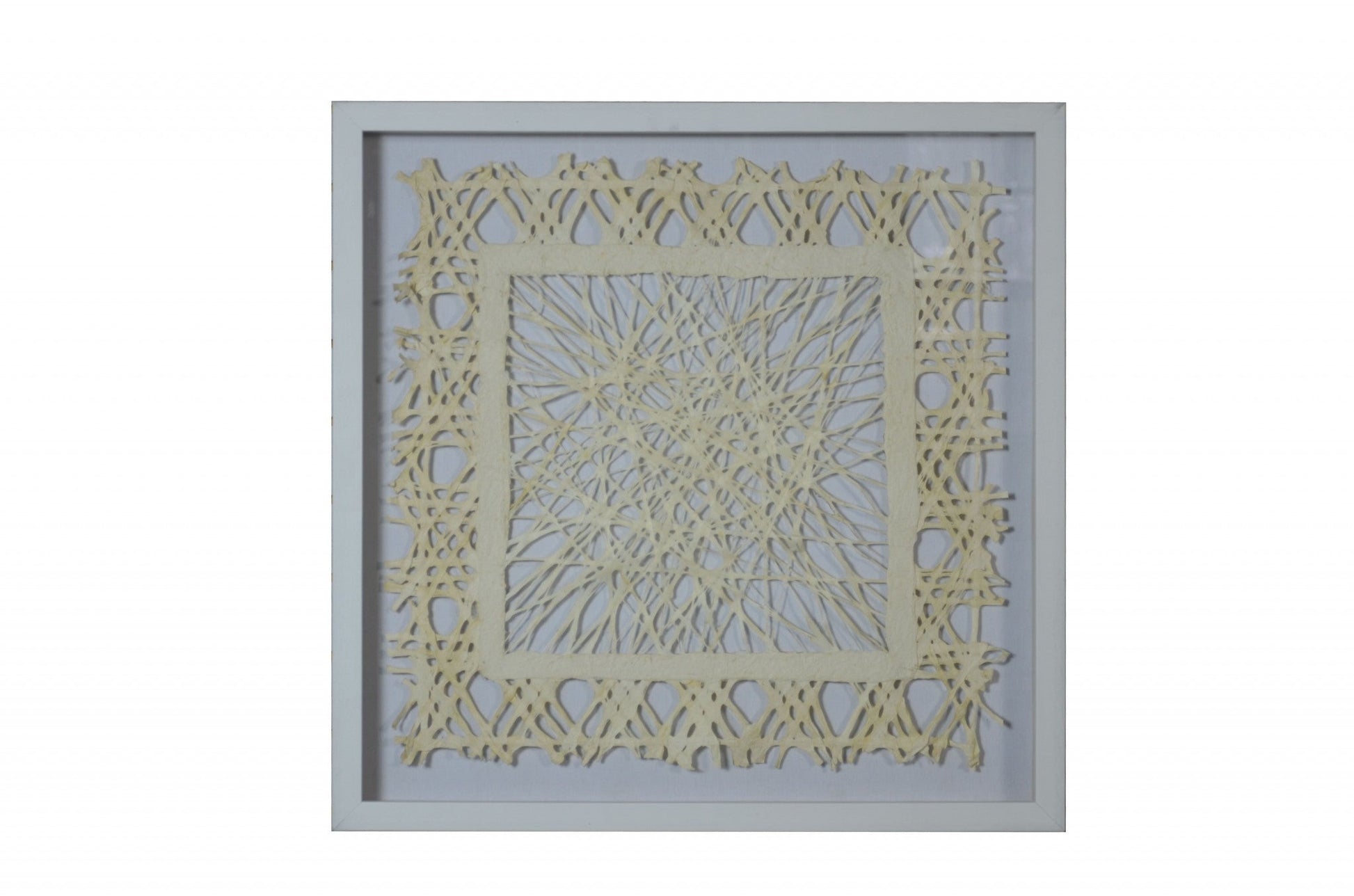 HomeRoots White and Natural Cut Paper Shadow Box Wall Art