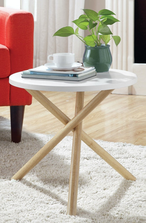 HomeRoots White and Natural Trio End or Side Table