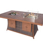 HomeRoots Wicker Outdoor Gas Fire Pit Table With Ice Bucket in Brown Finish