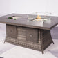 HomeRoots Wicker Outdoor Gas Fire Pit Table With Ice Bucket in Gray Finish