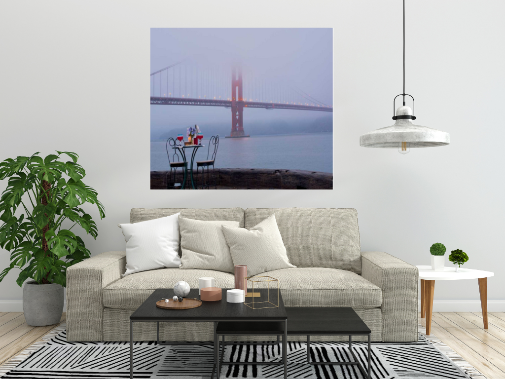 HomeRoots Wine Time For Two Golden Gate Bridge 4 Giclee Wrap Canvas Wall Art