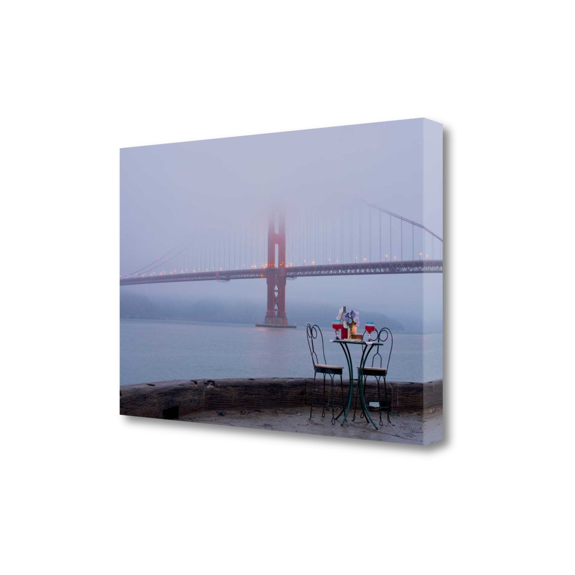 HomeRoots Wine Time For Two Golden Gate Bridge 4 Giclee Wrap Canvas Wall Art