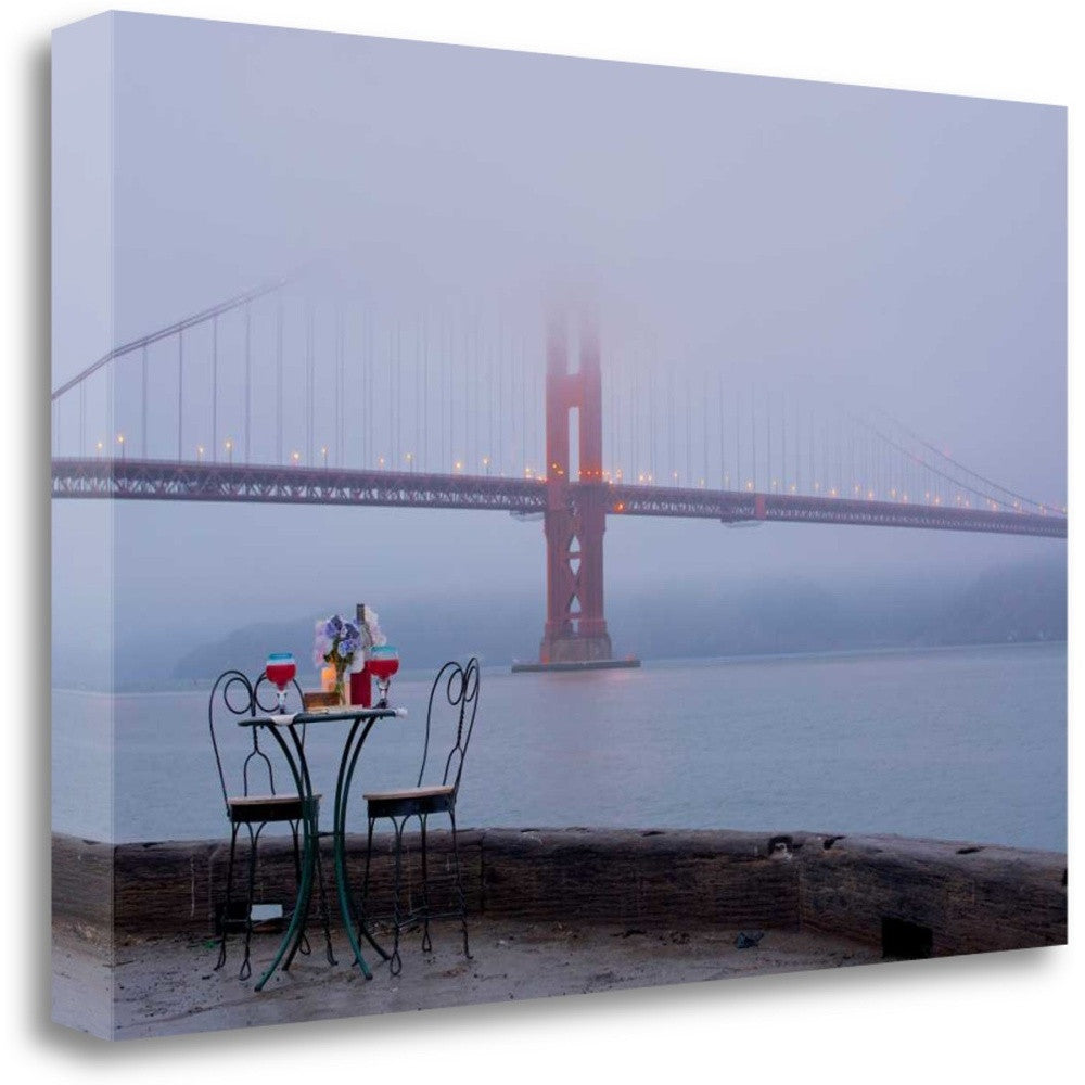 HomeRoots Wine Time For Two Golden Gate Bridge 4 Giclee Wrap Canvas Wall Art
