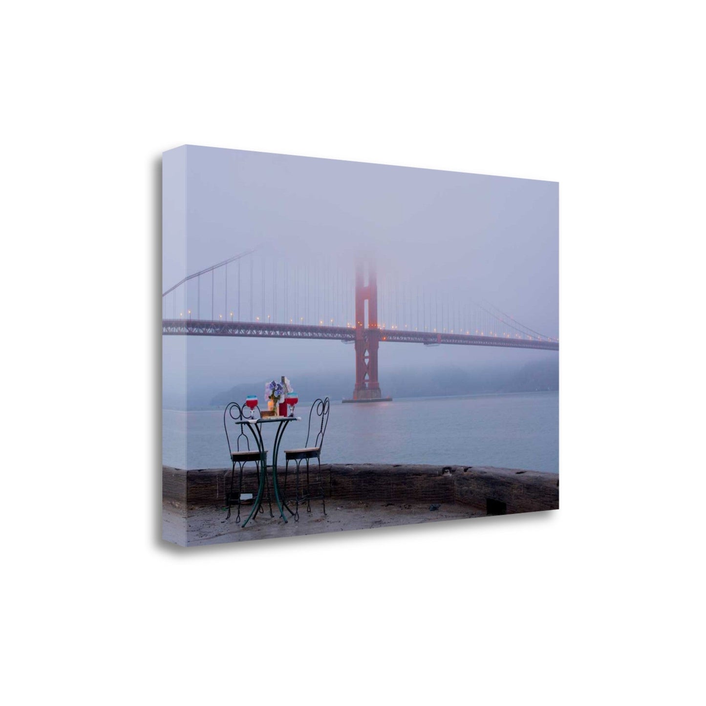HomeRoots Wine Time For Two Golden Gate Bridge 4 Giclee Wrap Canvas Wall Art