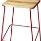 HomeRoots Wood And Red Metal Bar Stool