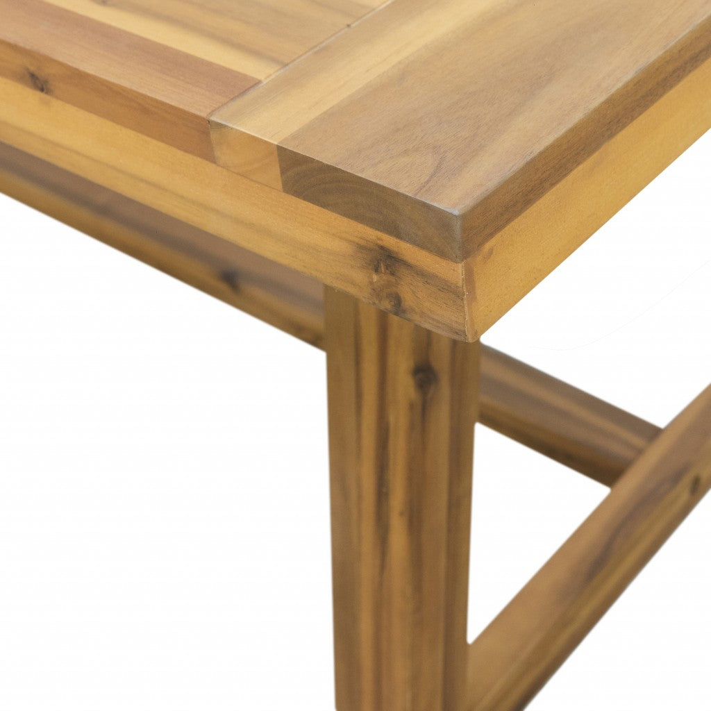 HomeRoots Wood Dining Table With Leg Support in Natural Finish