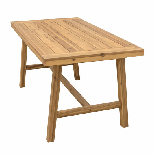 HomeRoots Wood Dining Table With Leg Support in Natural Finish