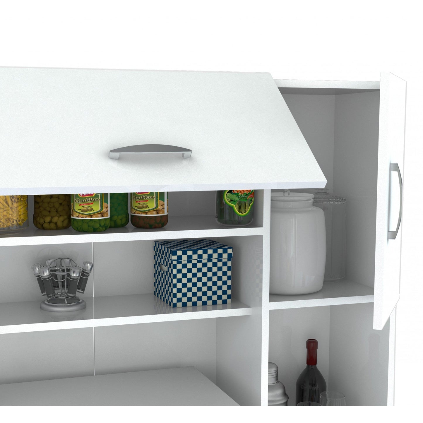 HomeRoots Wood Kitchen Storage Cabinet In White Finish