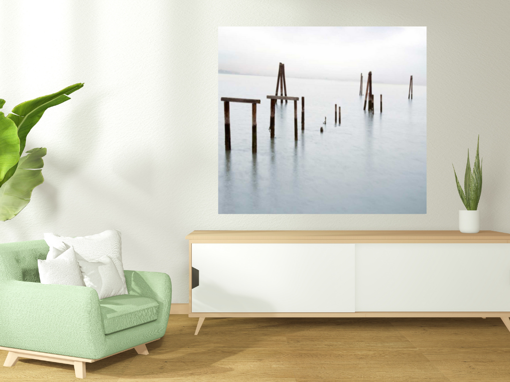 HomeRoots Wood Poles in the Water 2 Giclee Wrap Canvas Wall Art