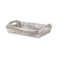 HomeRoots Wood Serving Tray With Handles in Rustic White Finish
