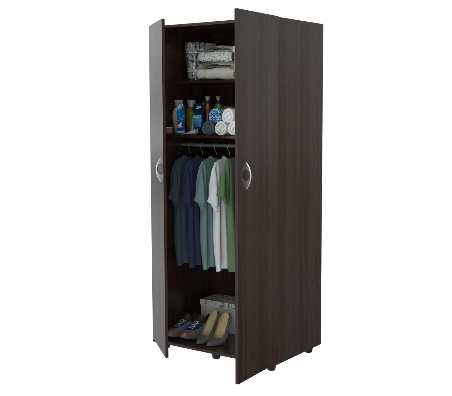 HomeRoots Wood Wardrobe With 2 Doors in Espresso Finish Finish