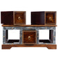 HomeRoots Wood and Hand Painted Storage Coffee Table in Brown Finish