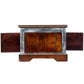 HomeRoots Wood and Hand Painted Storage Coffee Table in Brown Finish